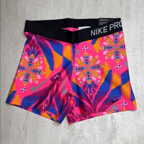 Nike Pants - NIKE Pro Tight Fit Pink Cross Stitch Shorts